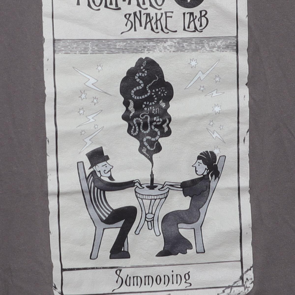 Close-up of the main graphic on the Vintage Modern Molinaro Snake Lab "Summoning Tarot Card" T-Shirt - M