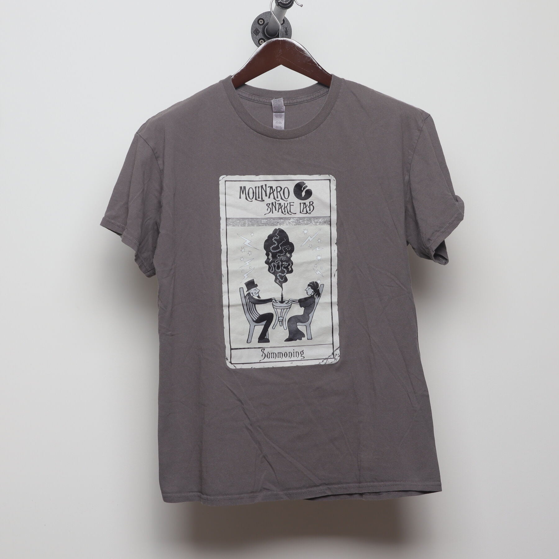 Front view of Vintage Modern Molinaro Snake Lab "Summoning Tarot Card" T-Shirt - M