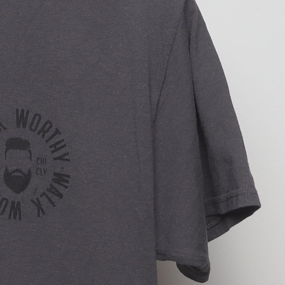 Close-up of the sleeve on the Vintage Modern Moody Radio "Walk Worthy Conference" T-Shirt - S