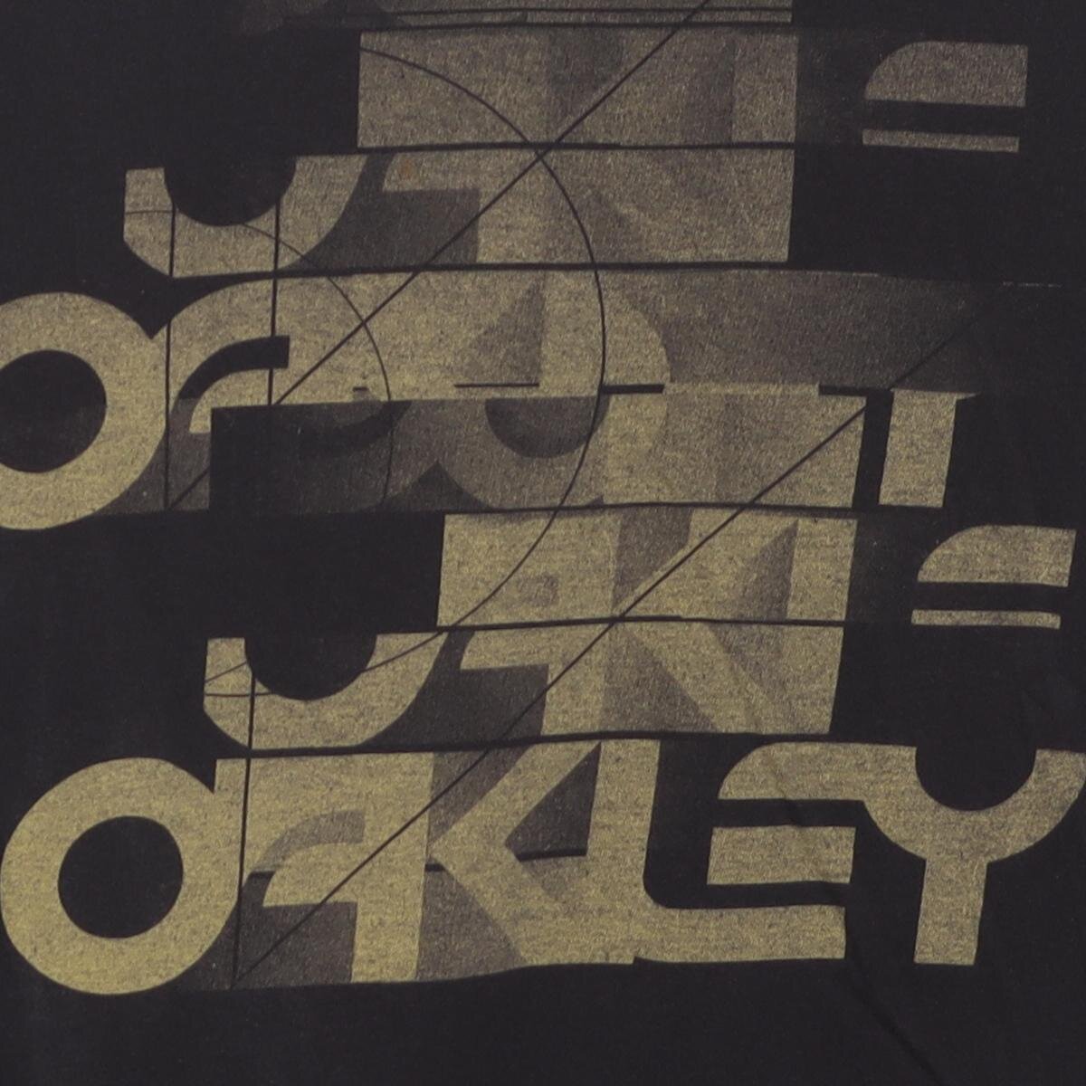 Close-up of the main graphic on the Vintage Modern Oakley "Stacked Logo Graphic" T-Shirt - M