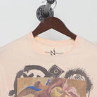 Close-up of the collar and tag on the Vintage Modern ON NIGHTS "Los Angeles Graffiti Smiley" T-Shirt - S