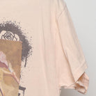 Close-up of the single stitch sleeve on the Vintage Modern ON NIGHTS "Los Angeles Graffiti Smiley" T-Shirt - S