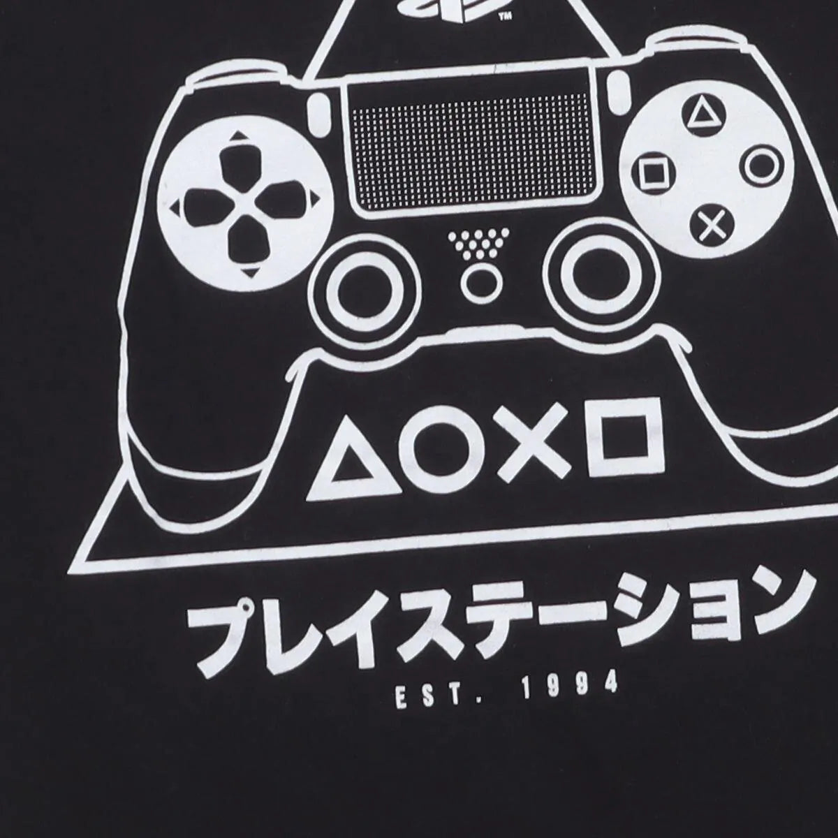 Close-up of the sleeve on the Vintage Modern PlayStation "Japanese Controller Graphic" T-Shirt - XS