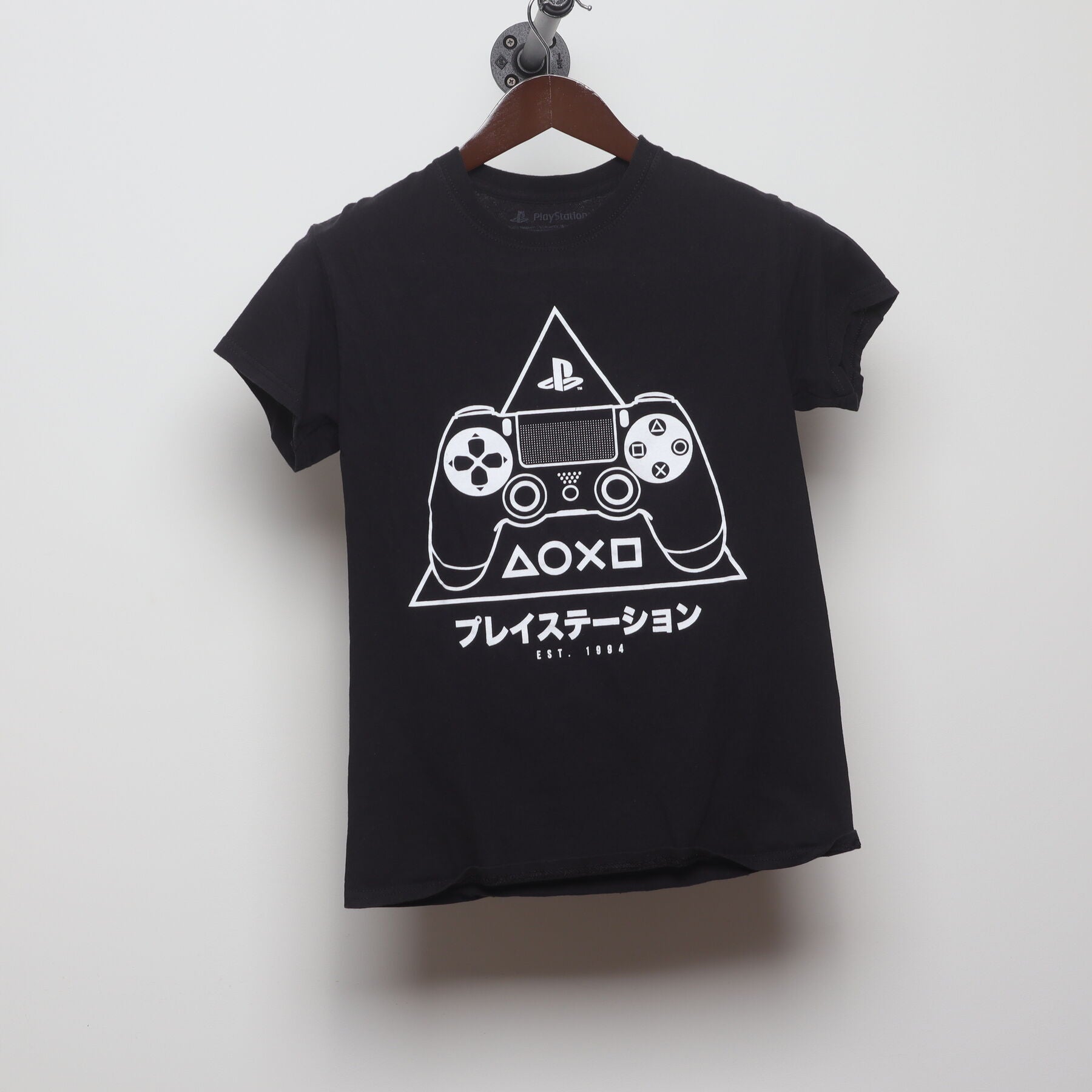 Front view of Vintage Modern PlayStation "Japanese Controller Graphic" T-Shirt - XS