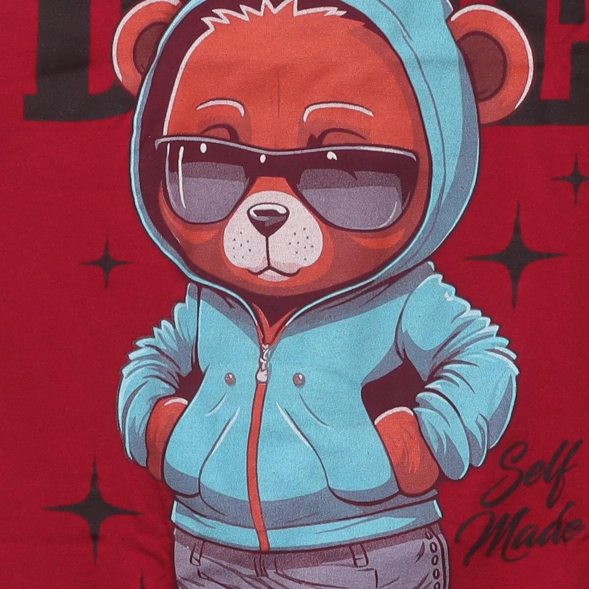Close-up of the main graphic on the Vintage Modern Popular Poison "Done Trying" Bear T-Shirt - XS