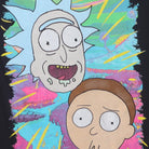 Close-up of the main graphic on the Vintage Modern Rick and Morty "Neon Portrait" T-Shirt - S