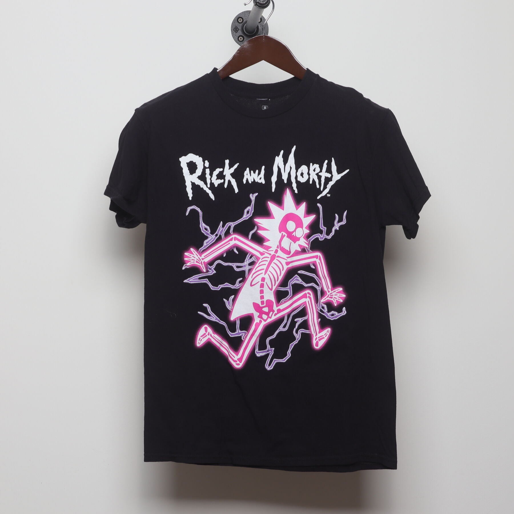 Front view of Vintage Modern Rick and Morty "Punk Skeleton" T-Shirt - S