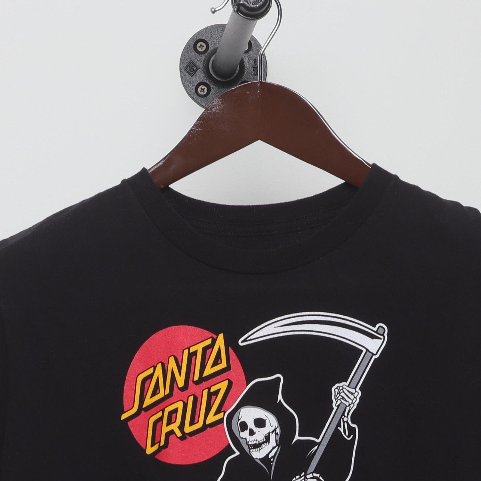 Close-up of the collar and tag on the Vintage Modern Riot Society "Santa Cruz Reaper" T-Shirt - S