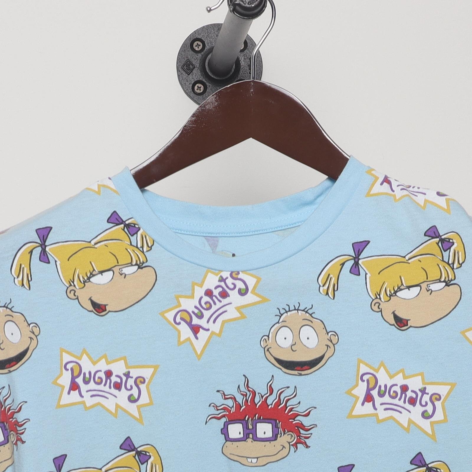 Close-up of the collar and tag on the Vintage Modern Rugrats "All Over Print" T-Shirt - S