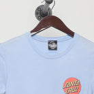 Close-up of the collar and tag on the Vintage Modern Santa Cruz Skateboards "Classic Dot Logo" T-Shirt - XS