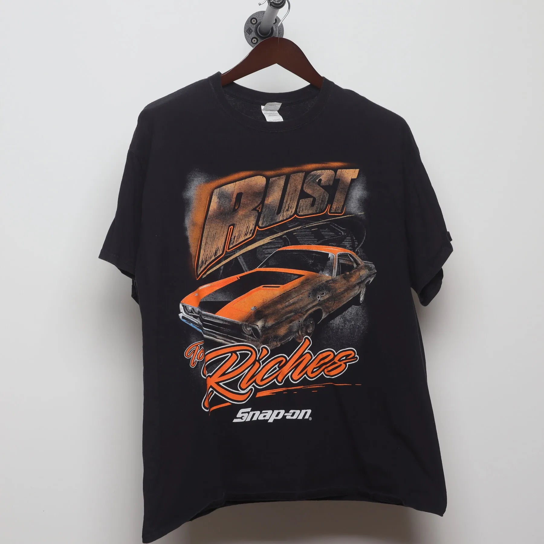 Front view of Vintage Modern Snap-on "Rust To Riches" T-Shirt - L