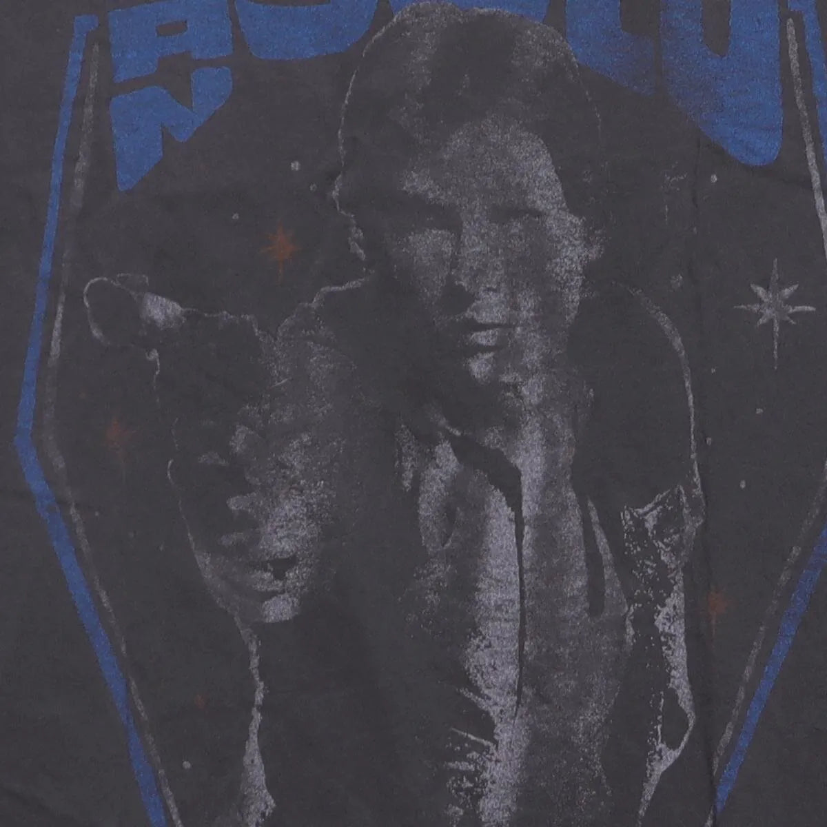 Close-up of the main graphic on the Vintage Modern Star Wars "H. SOLO" T-Shirt - M
