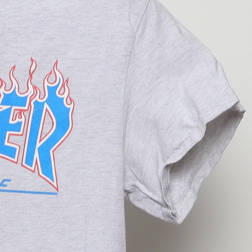 Close-up of the single stitch sleeve on the Vintage Modern Thrasher Magazine "Flame Logo" T-Shirt - XS
