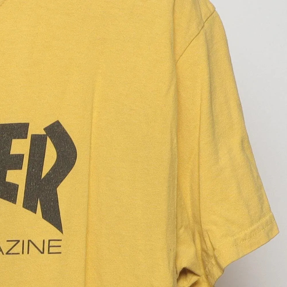 Close-up of the sleeve on the Vintage Modern Thrasher "Skateboard Magazine Logo" T-Shirt - M