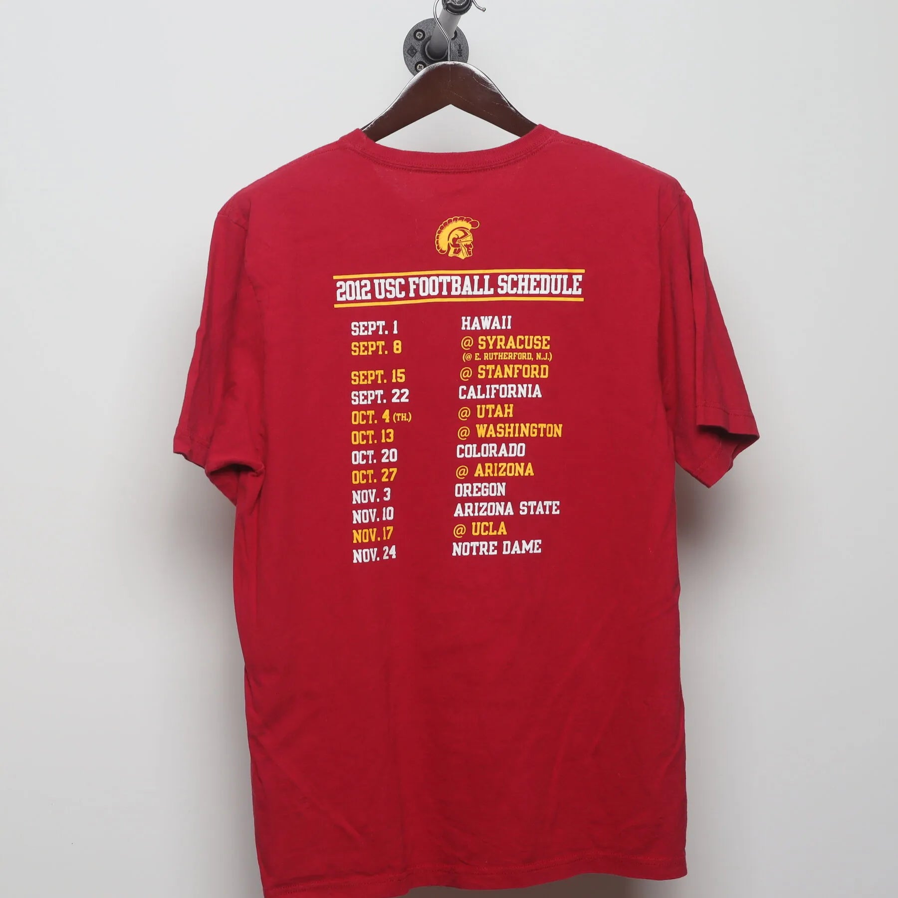 Back view of Vintage Modern USC Trojans "Unfinished Business" 2012 Schedule T-Shirt - M