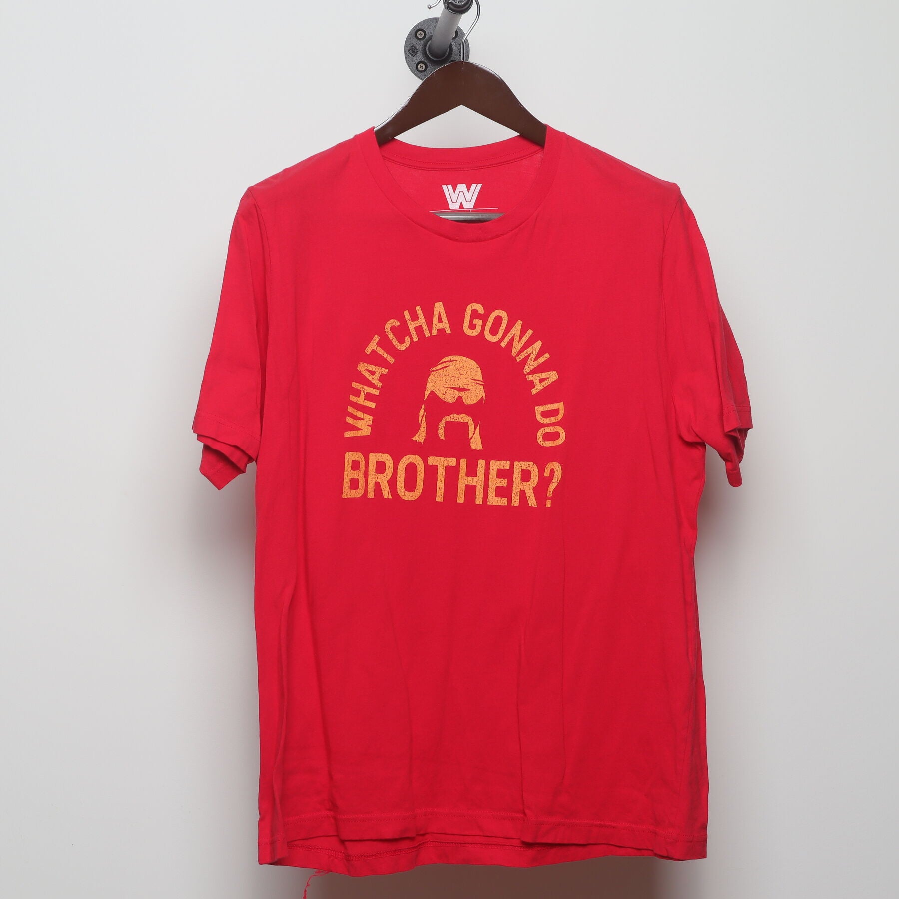 Front view of Vintage Modern WWE Hulk Hogan "Whatcha Gonna Do Brother?" T-Shirt - L