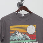 Close-up of the collar and tag on the Vintage Muir Woods Retro Sunset Graphic T-Shirt L