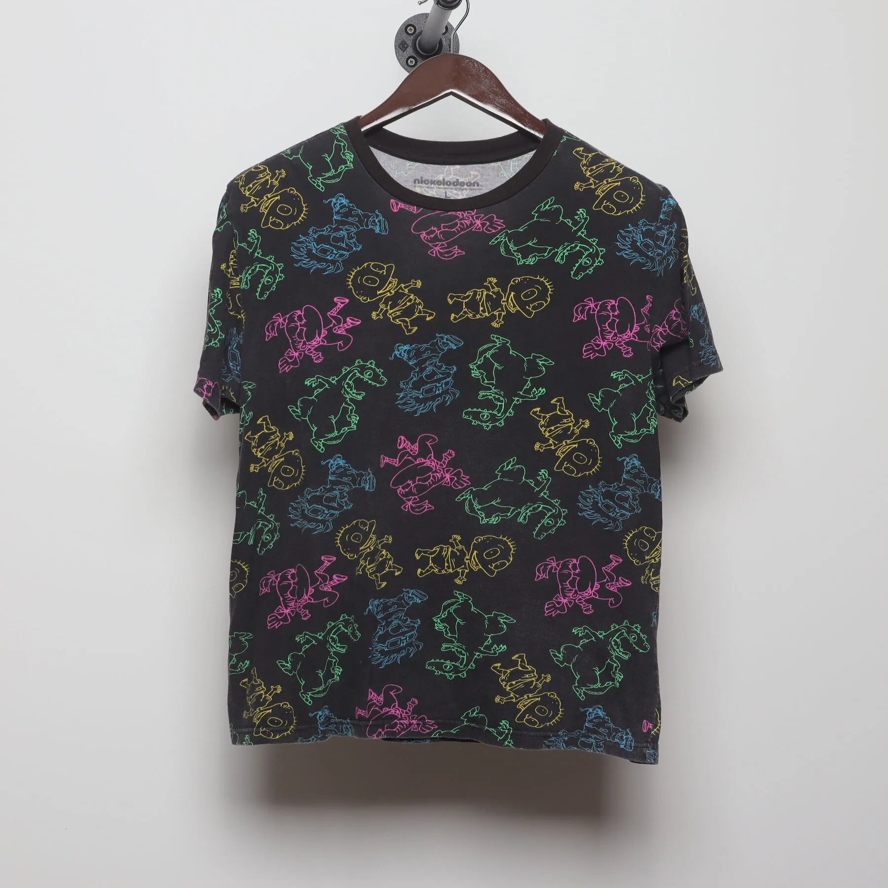 Front view of Vintage Y2K Nickelodeon "Rugrats Neon AOP" T-Shirt - M