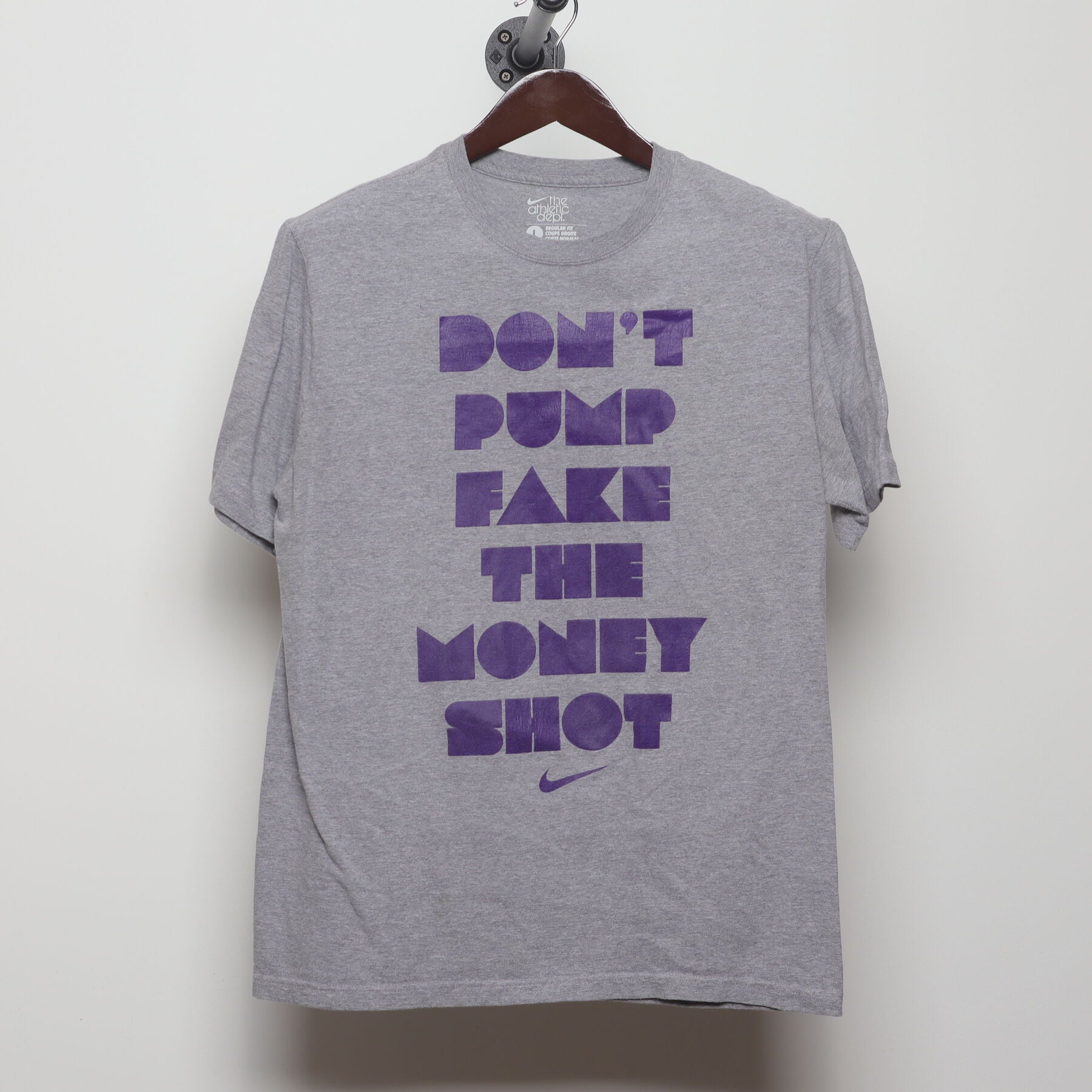 Front view of Vintage 2000s Nike "Don't Pump Fake The Money Shot" T-Shirt - L