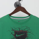 Close-up of the collar and tag on the Vintage Y2K Nike "Cracked Shield Graphic" T-Shirt - XL