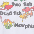 Close-up of the main graphic on the Vintage Y2K Phish "One Fish Two Fish Dead Fish Newphish" T-Shirt - L