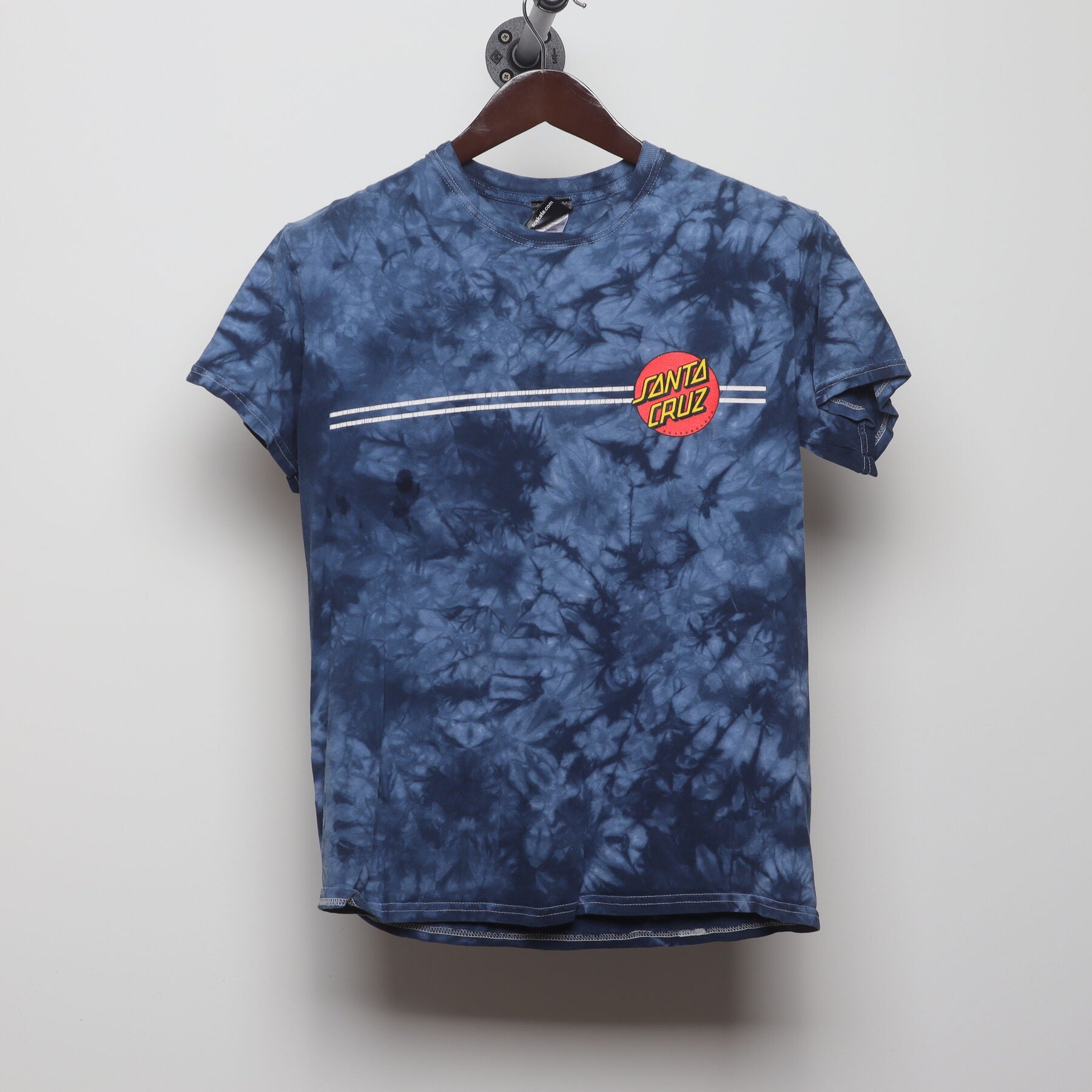 Front view of Vintage Y2K Santa Cruz Skateboards "Classic Dot Logo Tie-Dye" T-Shirt - S