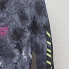 Close-up of the Right sleeve on the Vintage Y2K Santa Cruz Skateboards "Multi-Logo Tie-Dye" T-Shirt - XS