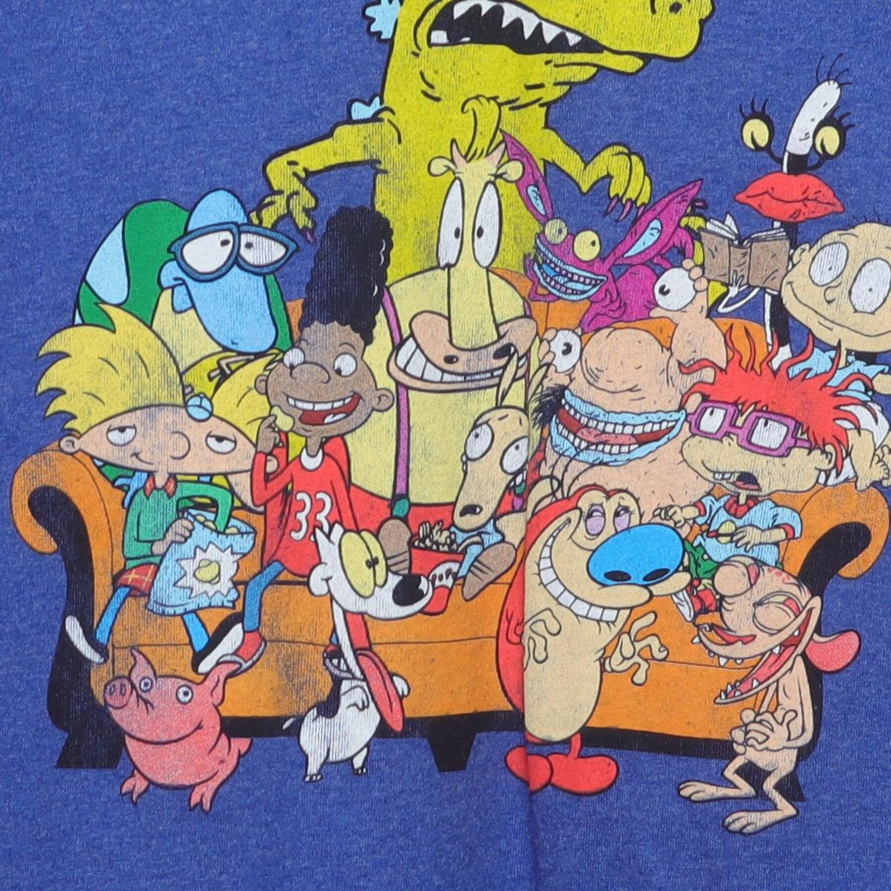 Close-up of the main graphic on the Vintage Y2K Nickelodeon "Nicktoons '90s Cast" T-Shirt - L