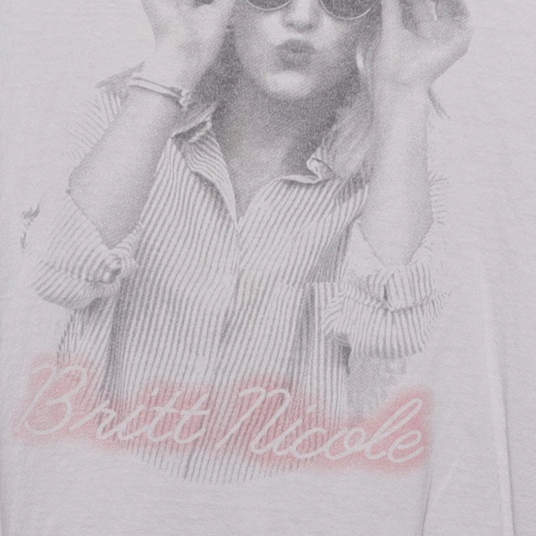 Close-up of the main graphic on the Vintage Y2K Britt Nicole "Pop Star Portrait" T-Shirt - M