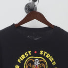 Close-up of the collar and tag on the Vintage Y2K Cobra Kai "Strike First Strike Hard No Mercy" T-Shirt - L