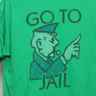 Close-up of the main graphic on the Vintage-Style Monopoly Go To Jail Graphic T-Shirt XL