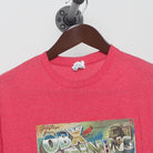 Close-up of the collar and tag on the Vintage Y2K OBX Running Company "Greetings from OBX" Postcard T-Shirt - S