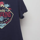 Close-up of the sleeve on the Vintage Style Rocky Mountains Souvenir T-Shirt M