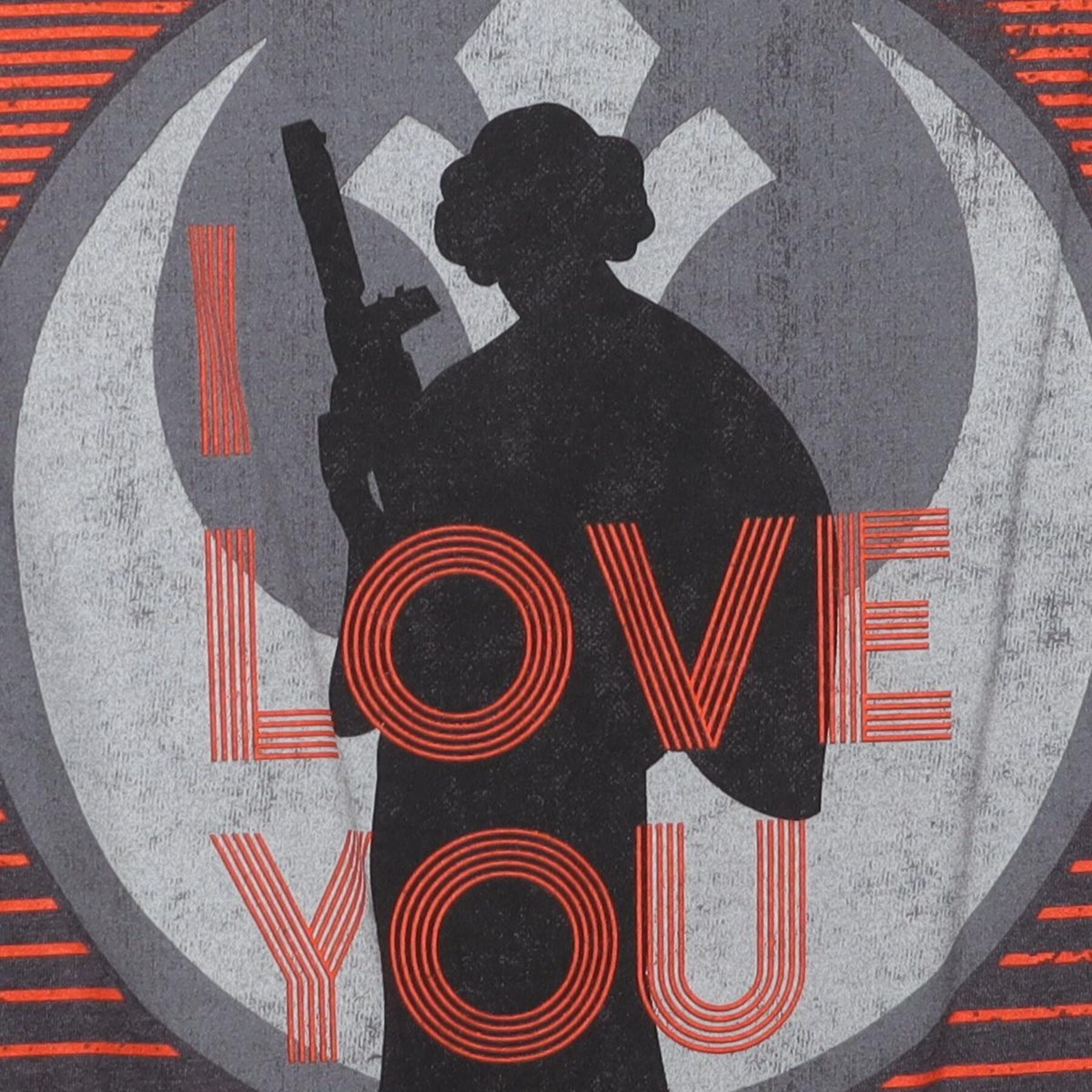 Close-up of the main graphic on the Vintage Y2K Star Wars "I Love You" Princess Leia T-Shirt - M