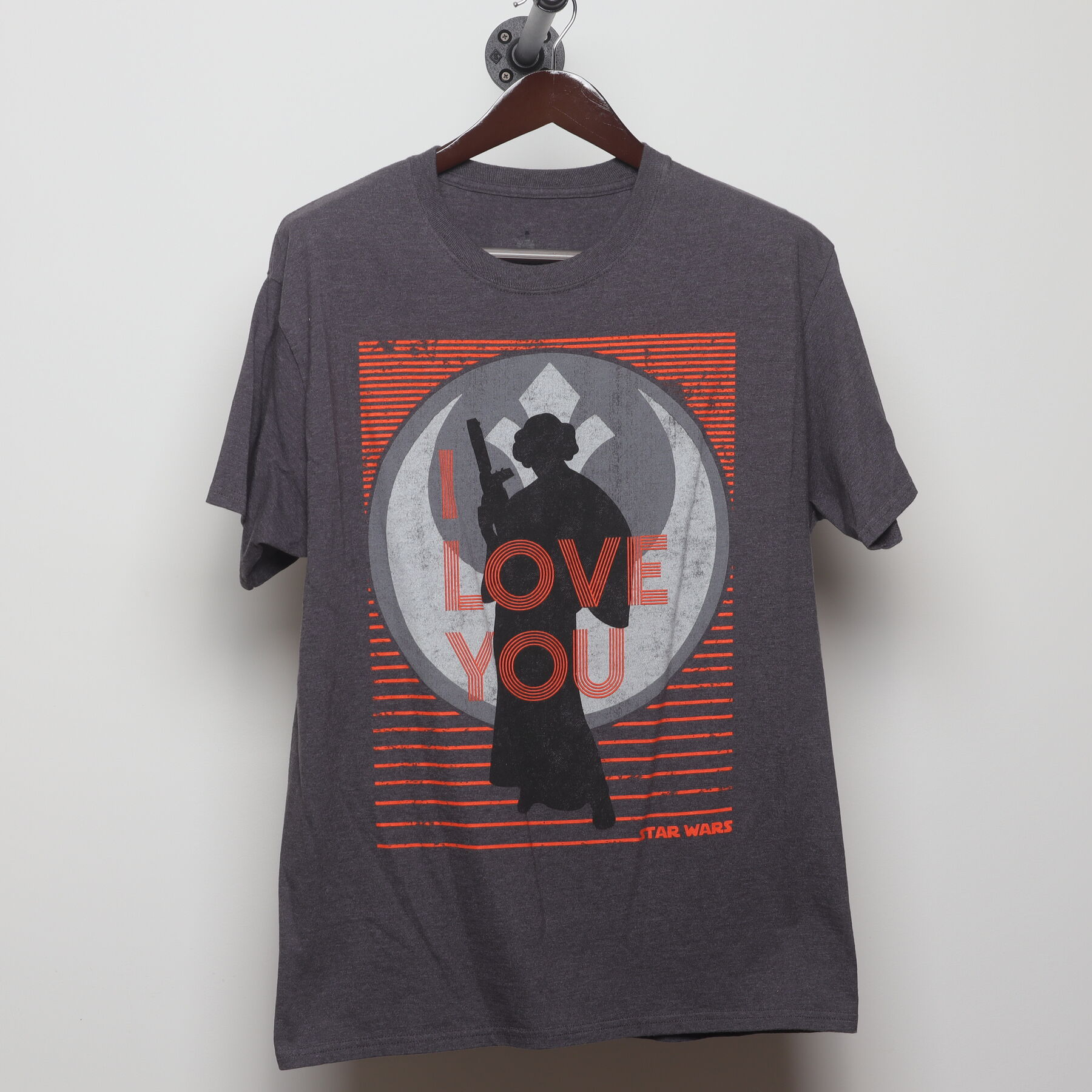 Front view of Vintage Y2K Star Wars "I Love You" Princess Leia T-Shirt - M