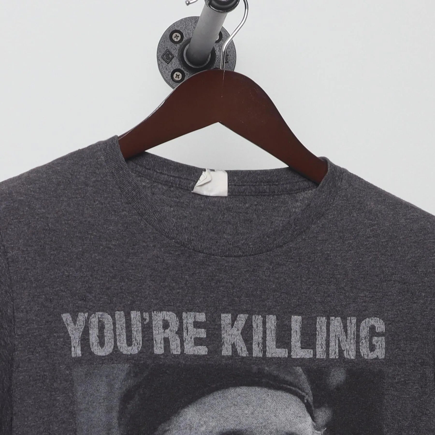 Close-up of the collar and tag on the Vintage 1990s The Sandlot "You're Killing Me Smalls" T-Shirt - S