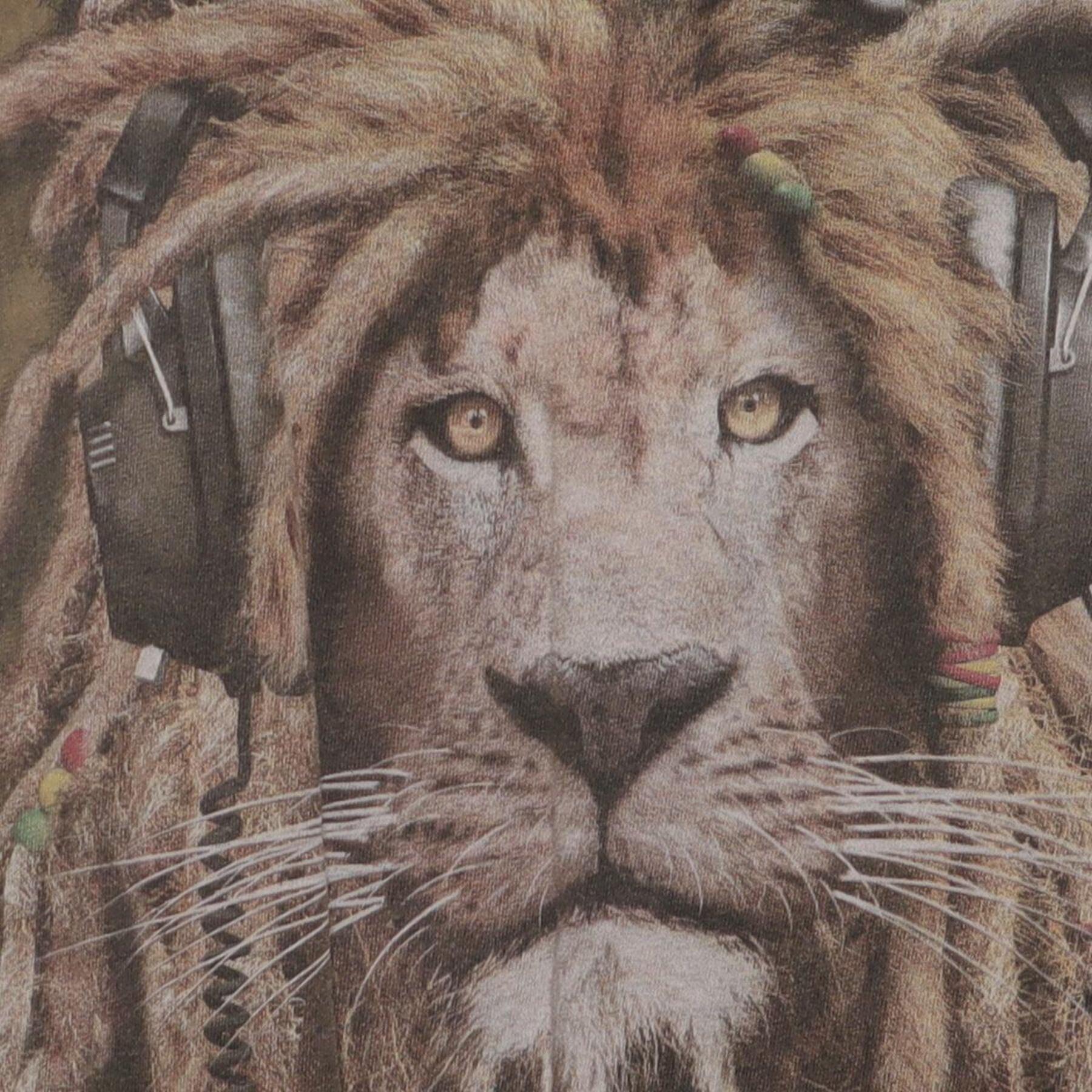 Close-up of the main graphic on the Vintage Y2K The Mountain "Reggae Lion" T-Shirt - XL