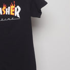 Close-up of the sleeve on the Vintage Thrasher Flame Logo Skate T-Shirt S