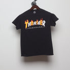 Front view of Vintage Thrasher Flame Logo Skate T-Shirt S