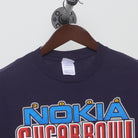 Close-up of the collar and tag on the Vintage Y2K 2006 Nokia Sugar Bowl "Georgia vs West Virginia" T-Shirt - L