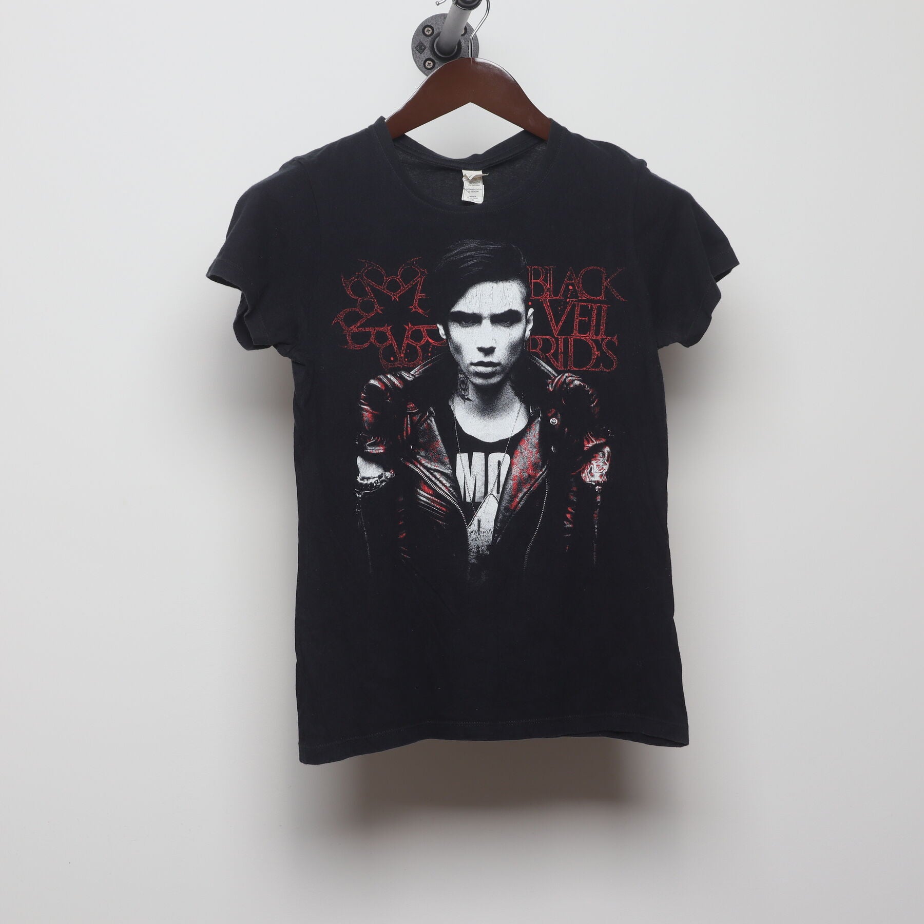 Front view of Vintage Y2K Black Veil Brides "Andy Biersack Portrait" T-Shirt - XS