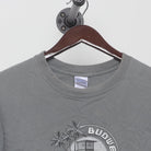 Close-up of the collar and tag on the Vintage Y2K Budweiser "Surf Shack" T-Shirt - L