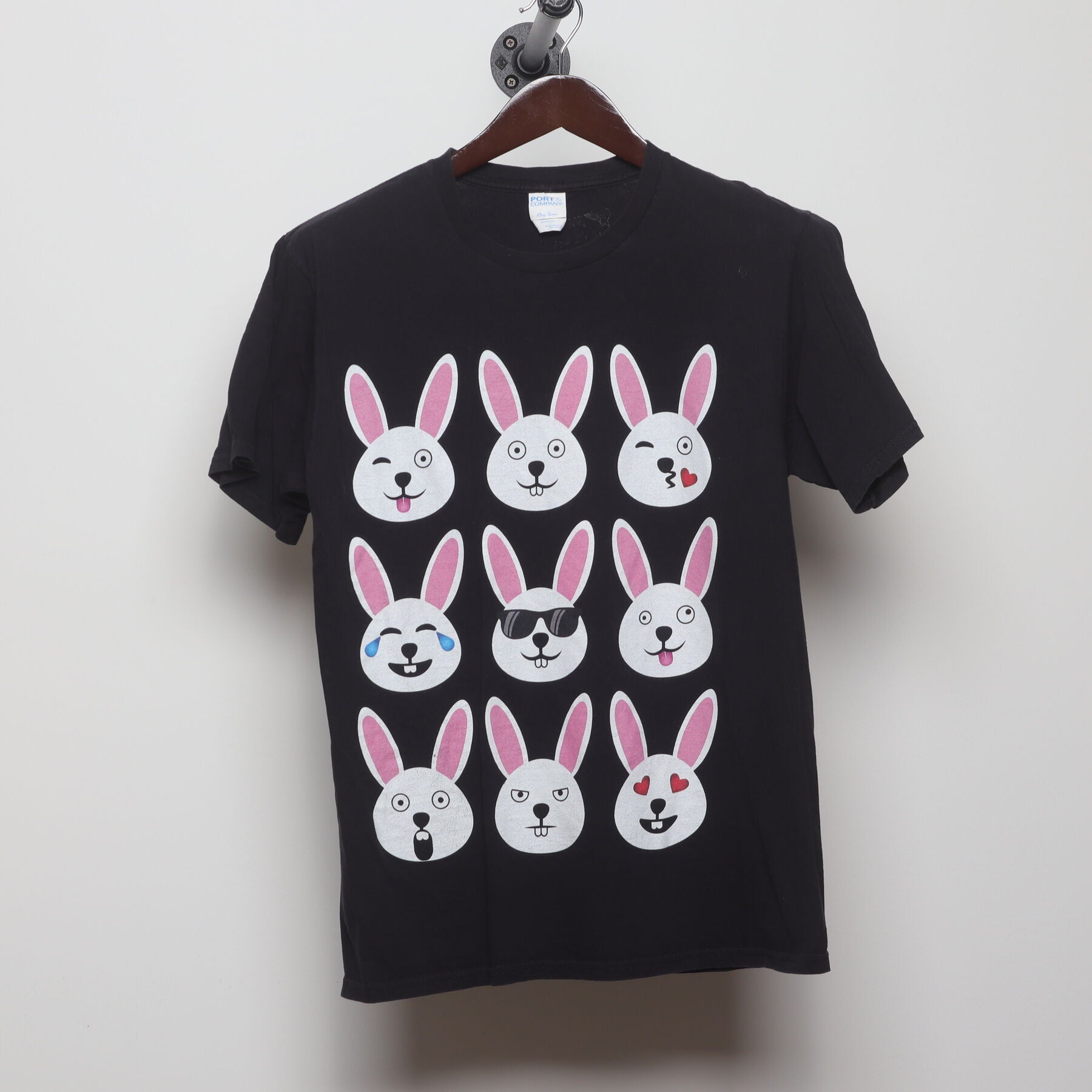 Front view of Vintage Y2K Gildan "Bunny Emojis" T-Shirt - S
