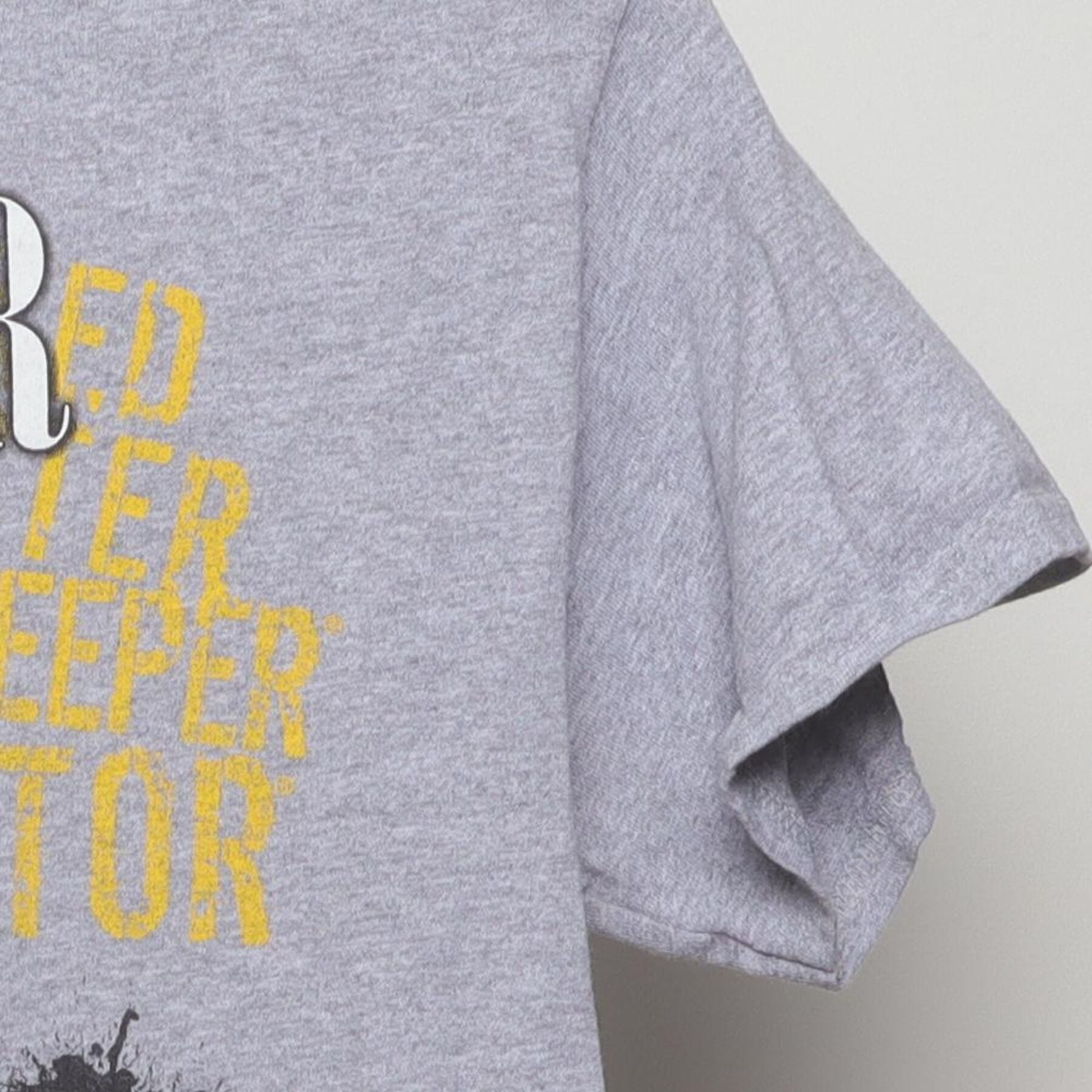 Close-up of the Right sleeve on the Vintage Y2K Cedar Point "Top Thrill Dragster Coaster Fanatic" T-Shirt - S