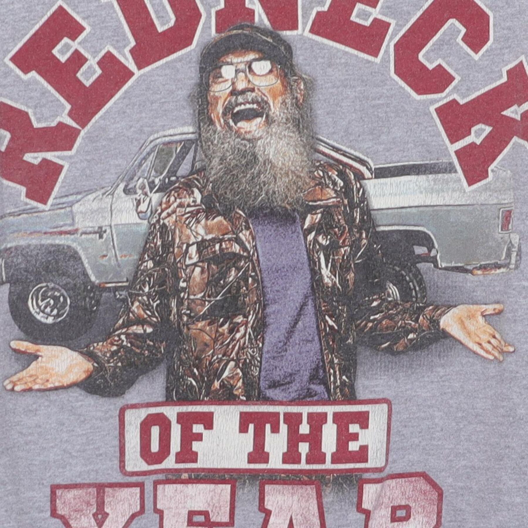 Close-up of the main graphic on the Vintage Y2K Duck Dynasty "Redneck of the Year" T-Shirt - L