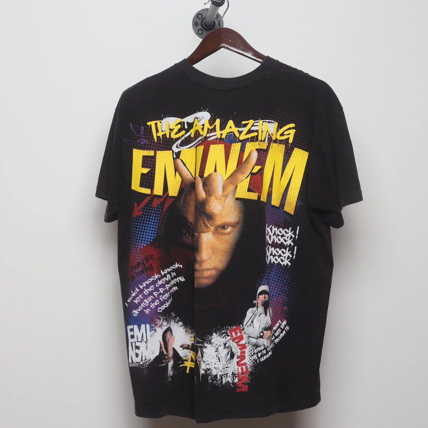 Back view of Vintage Y2K Eminem & Spider-Man "Marvel Comics Bootleg Rap Tee" T-Shirt - XL