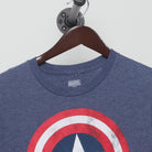 Close-up of the collar and tag on the Vintage Y2K Marvel "Captain America Shield" T-Shirt - XS