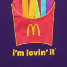 Close-up of the main graphic on the Vintage Y2K McDonald's "Rainbow Fries" T-Shirt - M