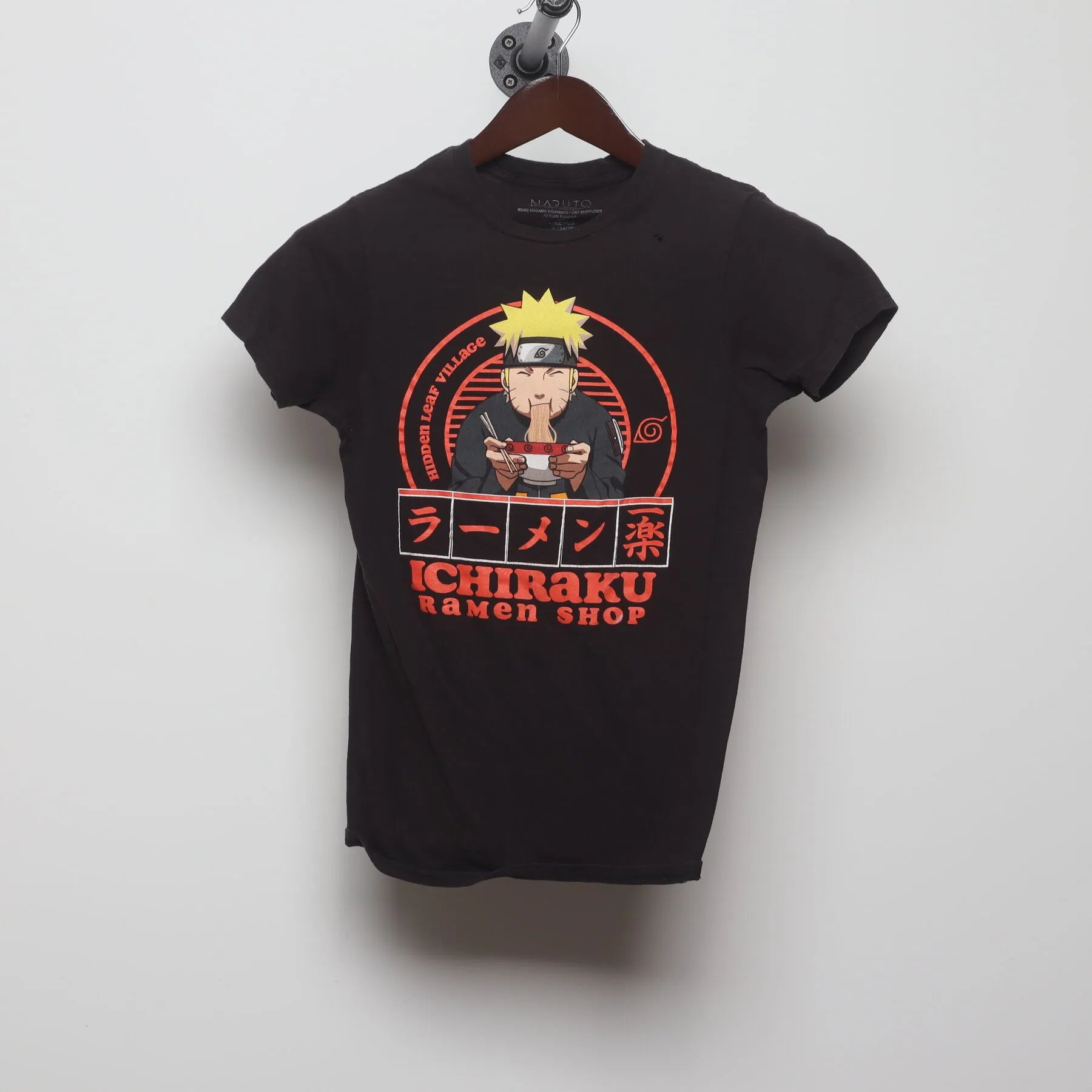 Front view of Vintage Y2K Naruto "Ichiraku Ramen Shop" T-Shirt - xs