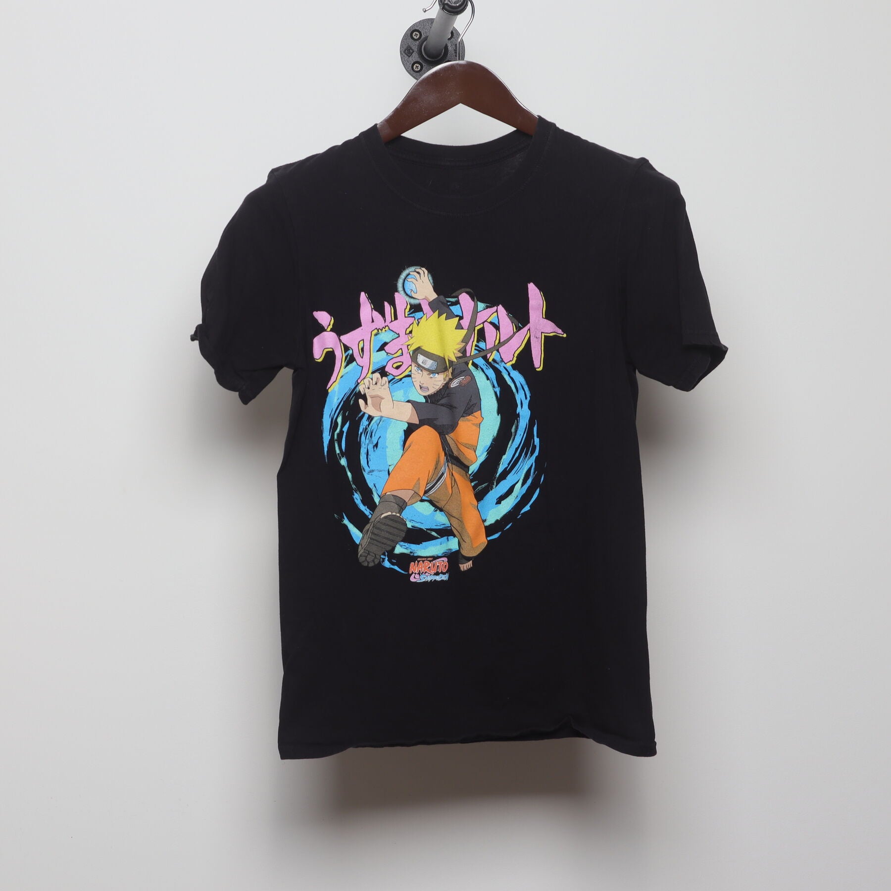 Front view of Vintage Y2K Naruto Shippuden "Rasengan Attack" T-Shirt - XS